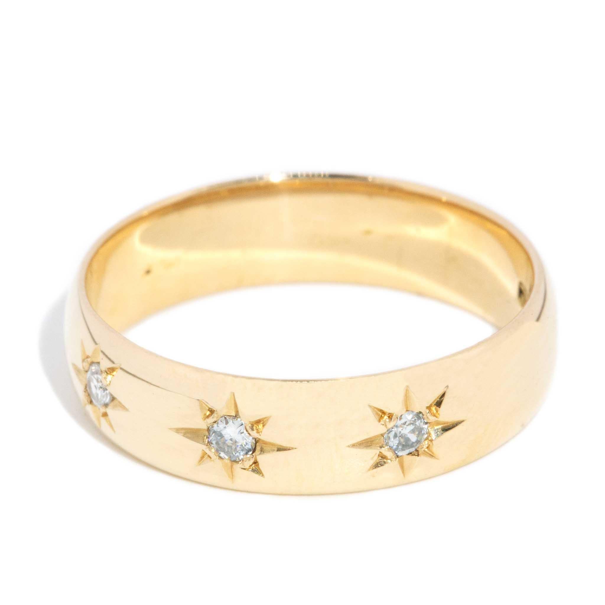 Victorian Antique 1890s Early Australian Diamond Band 18 Carat Yellow Gold For Sale