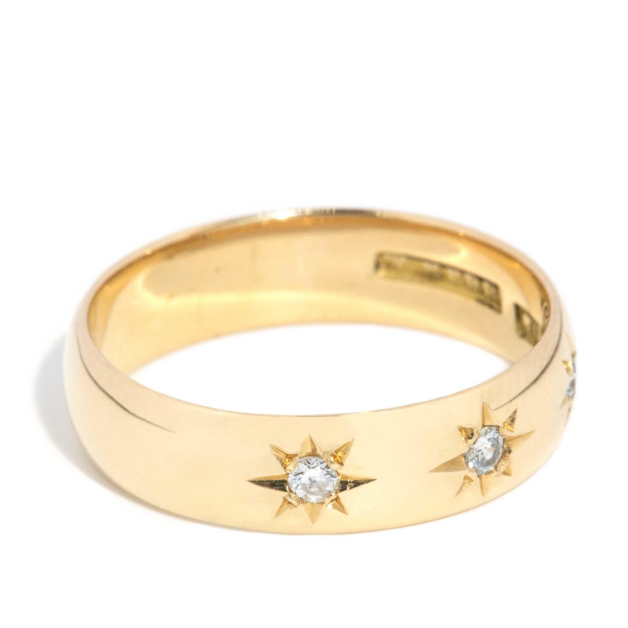 Antique 1890s Early Australian Diamond Band 18 Carat Yellow Gold In Good Condition For Sale In Hamilton, AU