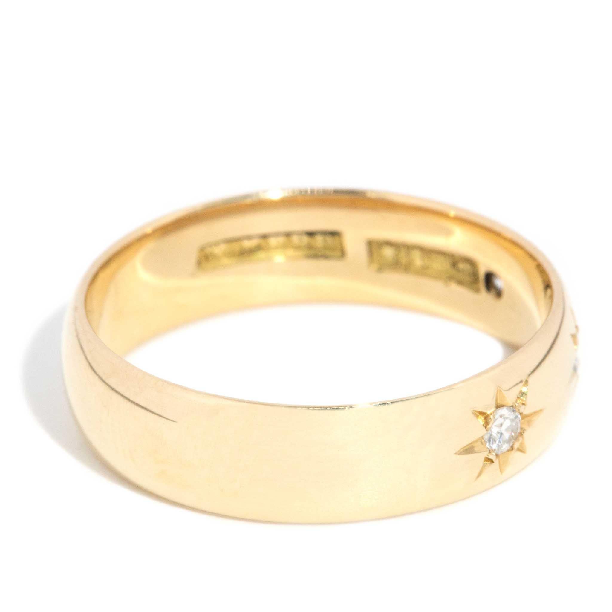 Antique 1890s Early Australian Diamond Band 18 Carat Yellow Gold For Sale 2