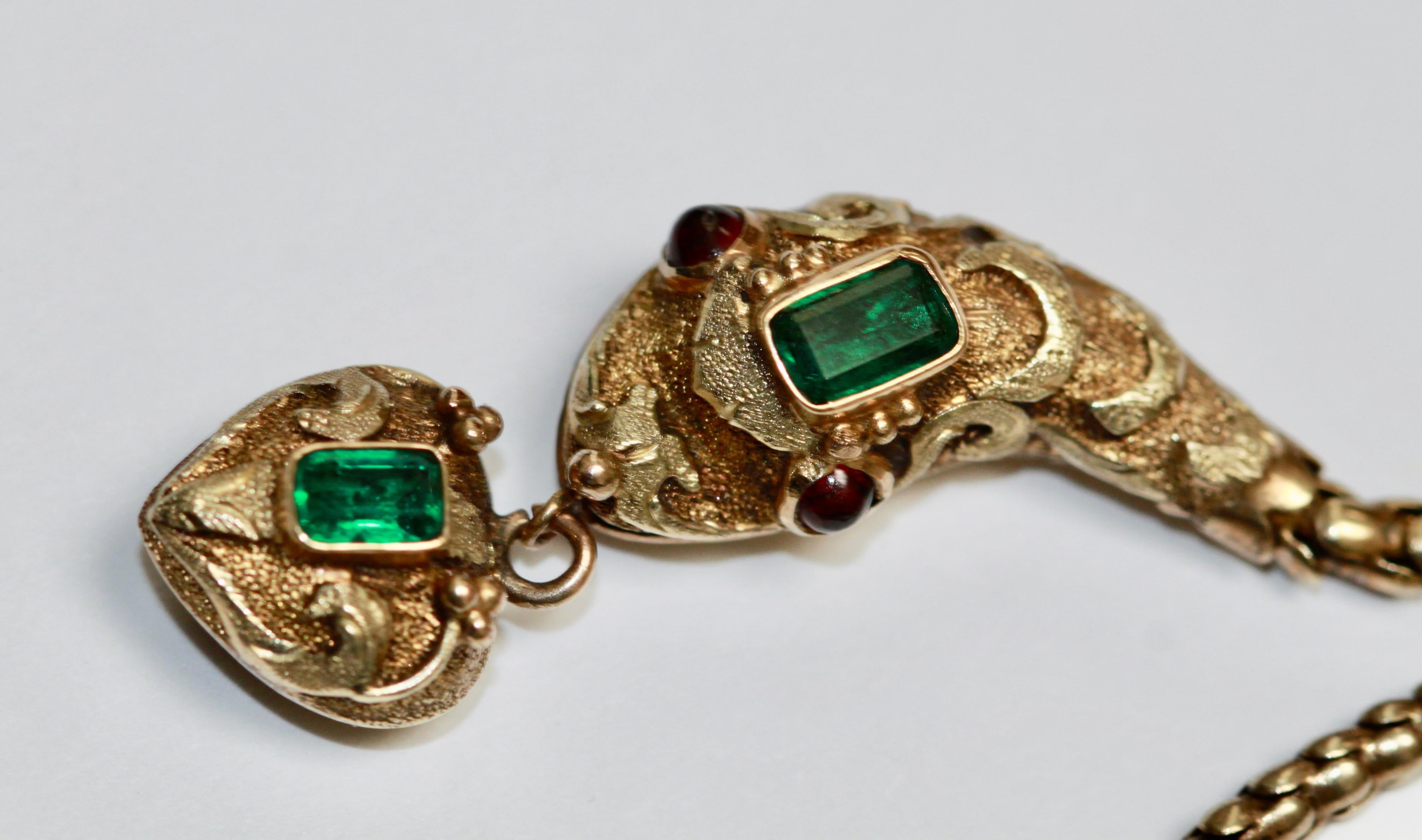 Antique 1890's Emerald Snake Necklace 2
