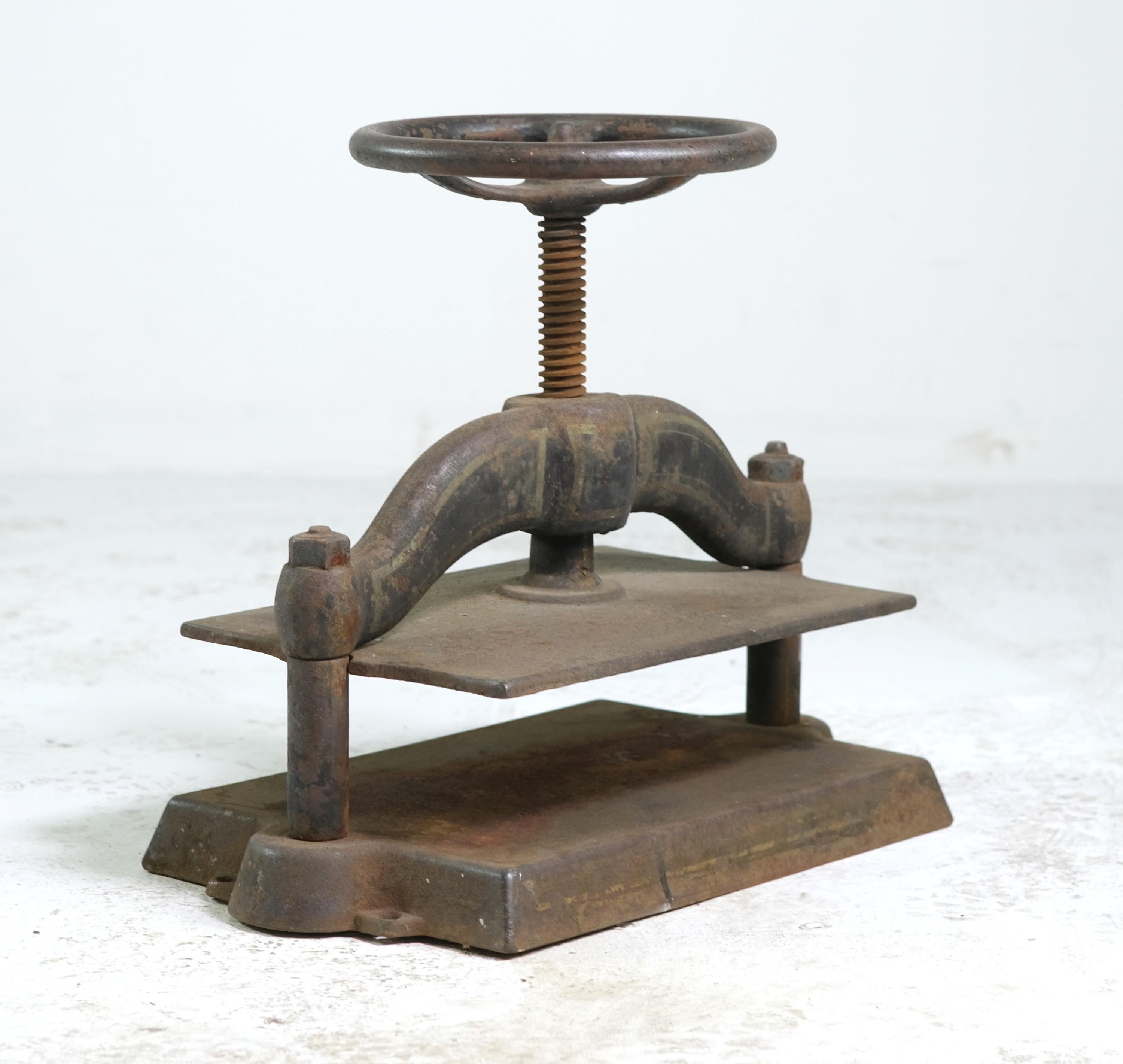 Victorian Antique 1890s Industrial Cast Iron Book Press