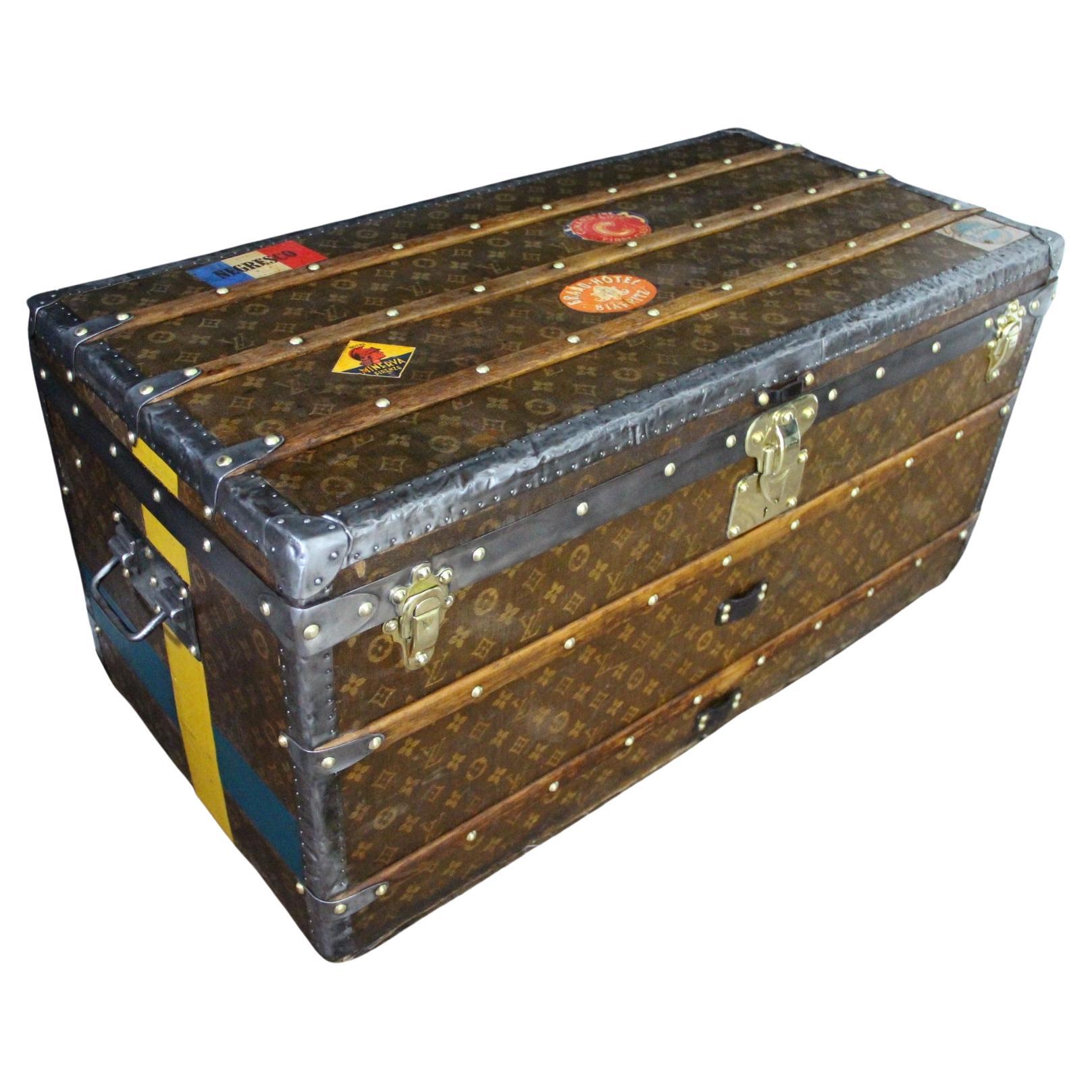 Antique 1890s Louis Vuitton Steamer Trunk 100 cm with Unique Woven Canvas