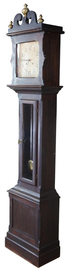 Antique 1890s Mahogany Ithaca Clock Co Tall Case Grandfather Clock Working