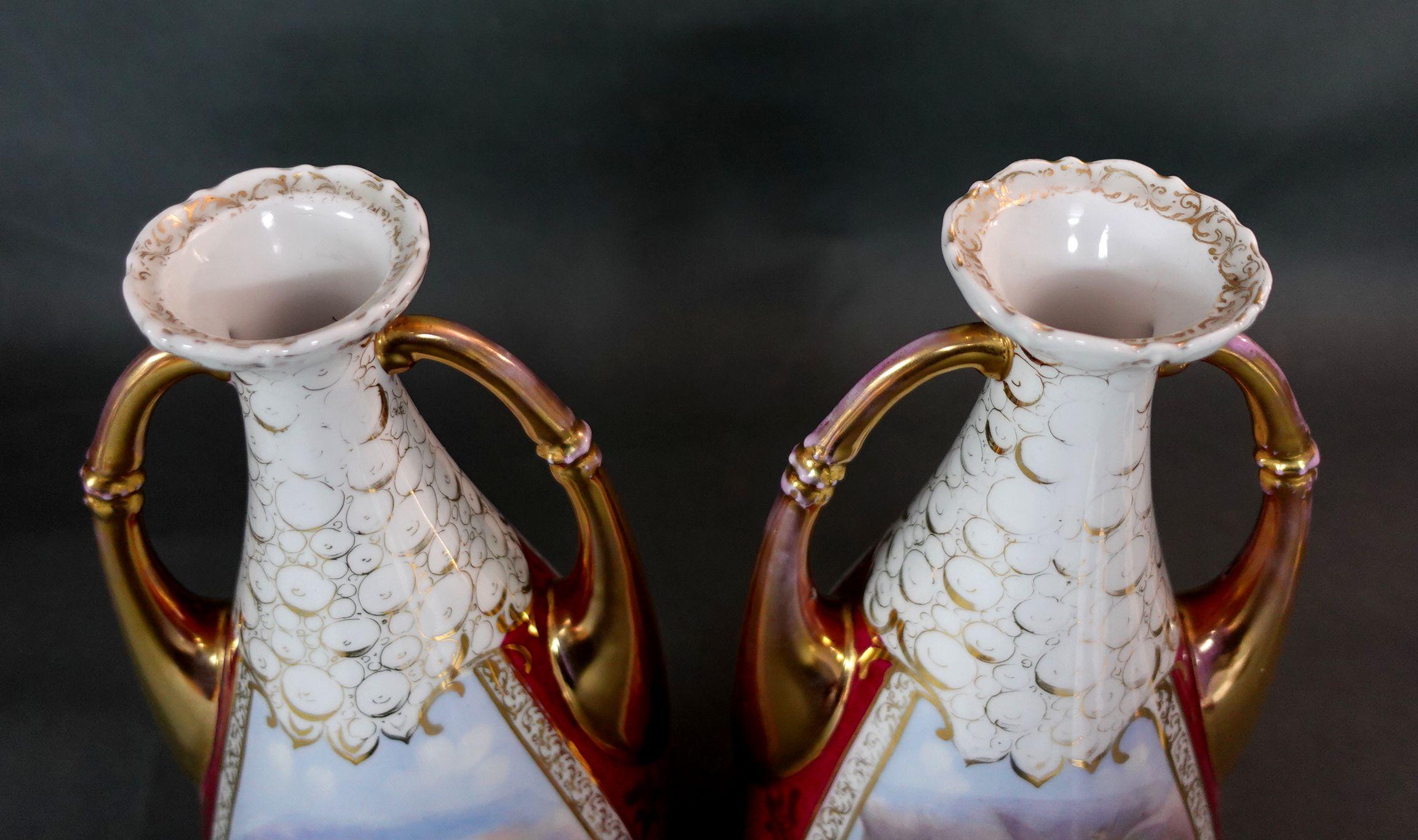 Antique 1890s Pair of Amorous Victoria Austria Vase 