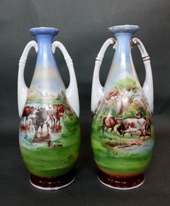 Antique 1890s Pair of Victoria Austria Vase "Marked"