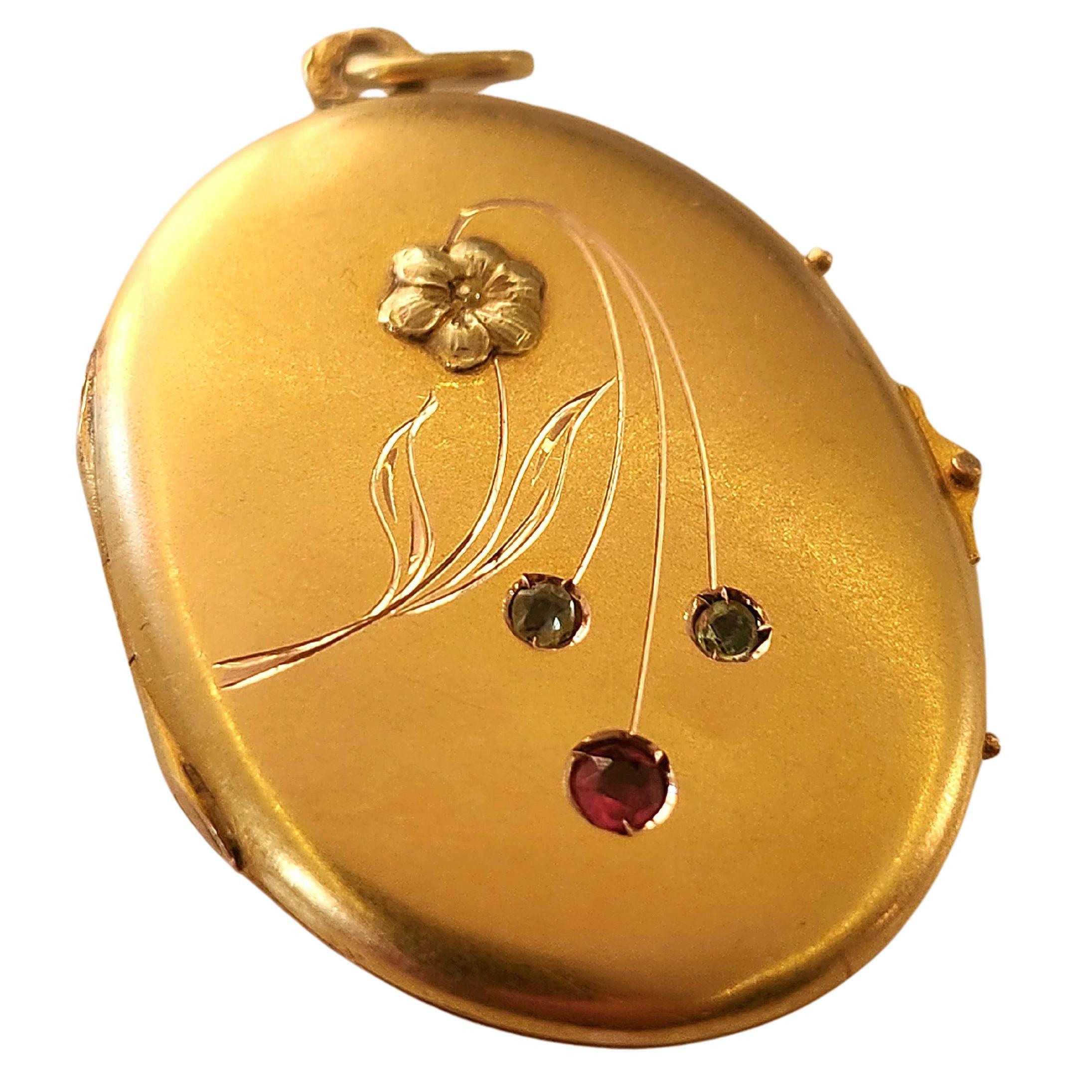 Women's or Men's Antique 1890s Russian Gold Locket Pendant For Sale