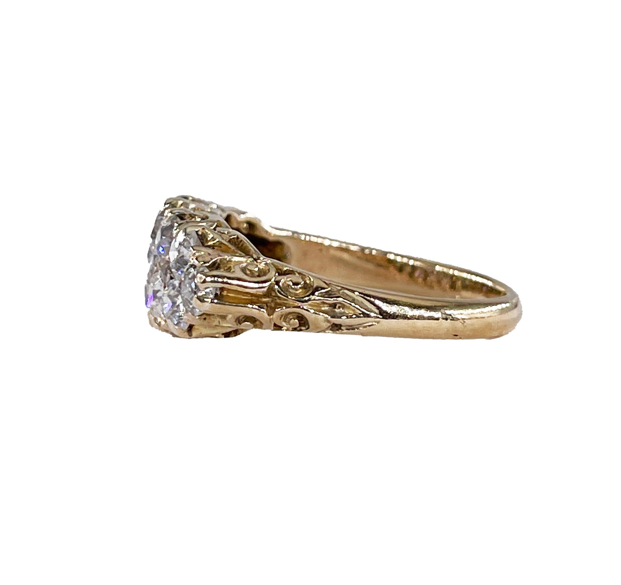 Taille vieille mine Antiquities 1890 Victorian 2.25ct Old Mine Diamonds 2 Rows 18K Wedding Band Ring en vente