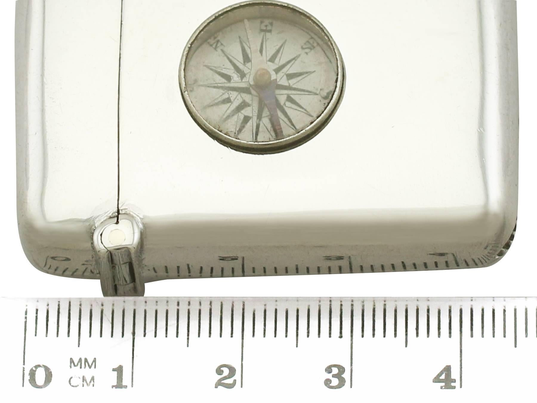 Antique 1890s Victorian Sterling Silver Compass Vesta Case 4