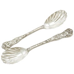 Antique 1890s Victorian Sterling Silver Fruit Serving Spoons