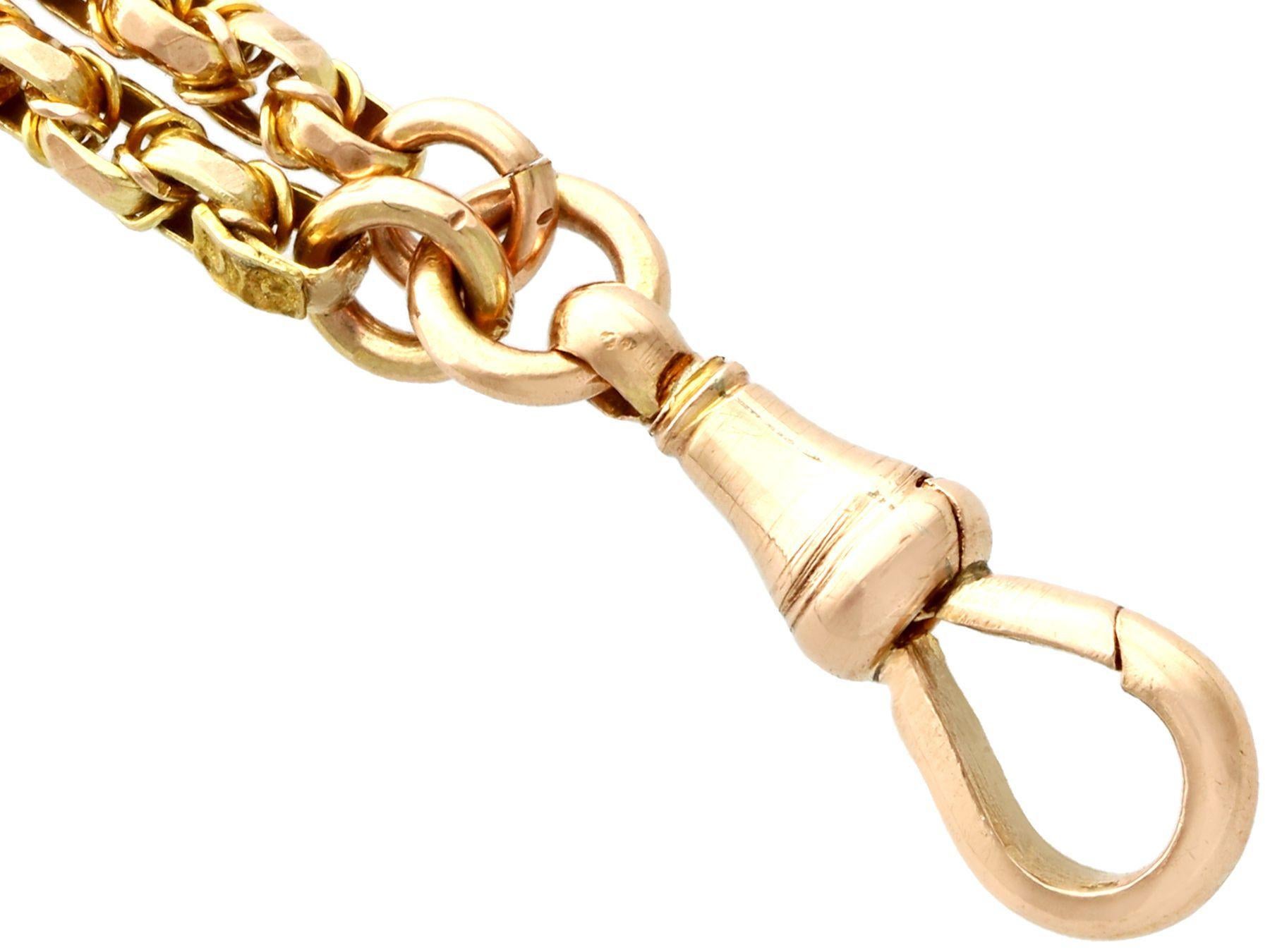Antique 1890s 9k Yellow Gold Longuard Chain For Sale 1