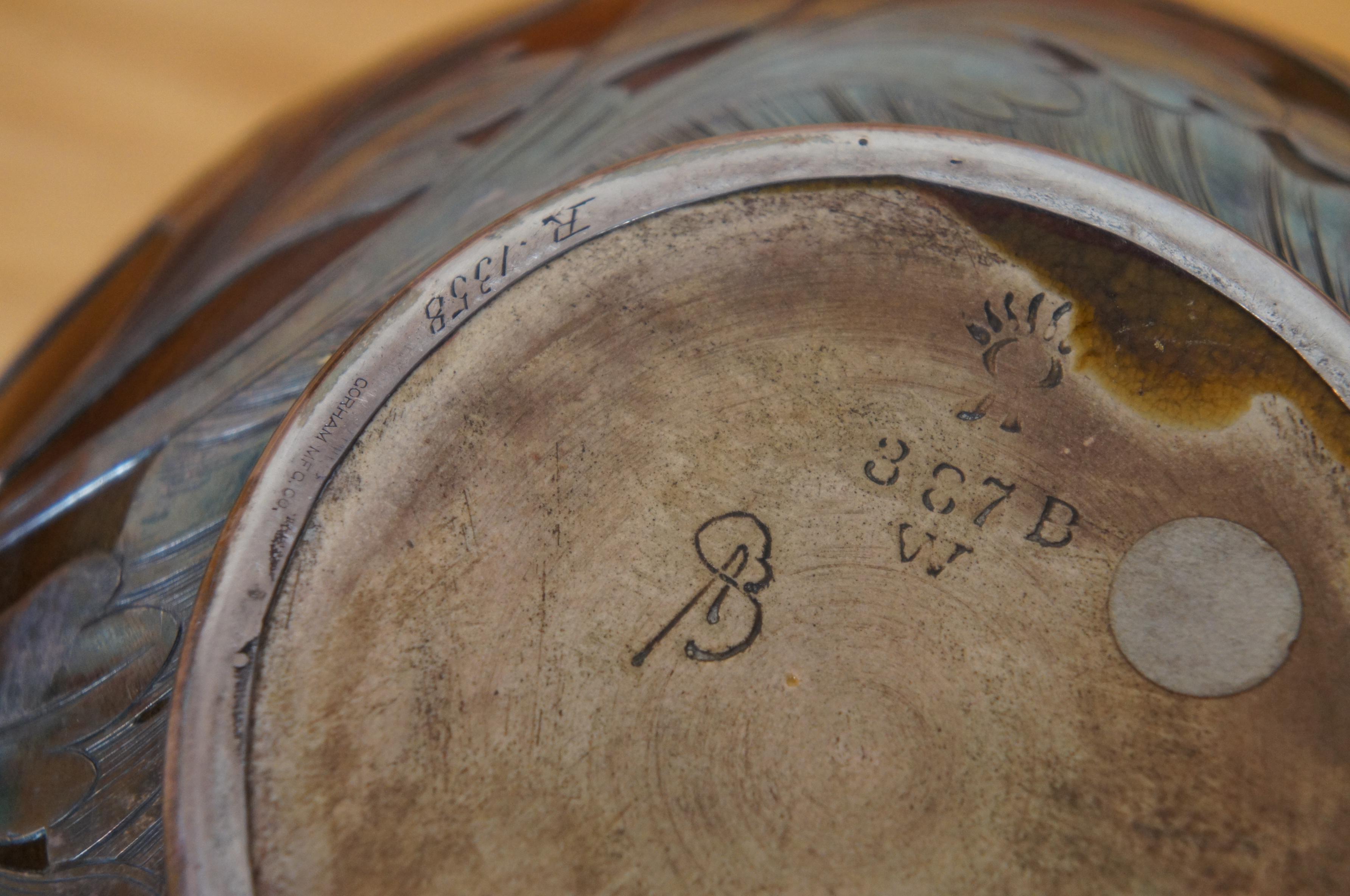 Argento 925 Antico 1893 Amelia Sprague Rookwood Gorham Vaso a sovrapposizione in argento sterling 12