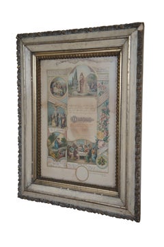 Antique 1894 German Catholic Confirmation Certificate Fraktur Lithograph 22"