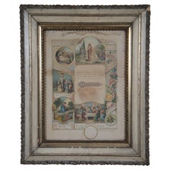 Antique 1894 German Catholic Confirmation Certificate Fraktur Lithograph 22"