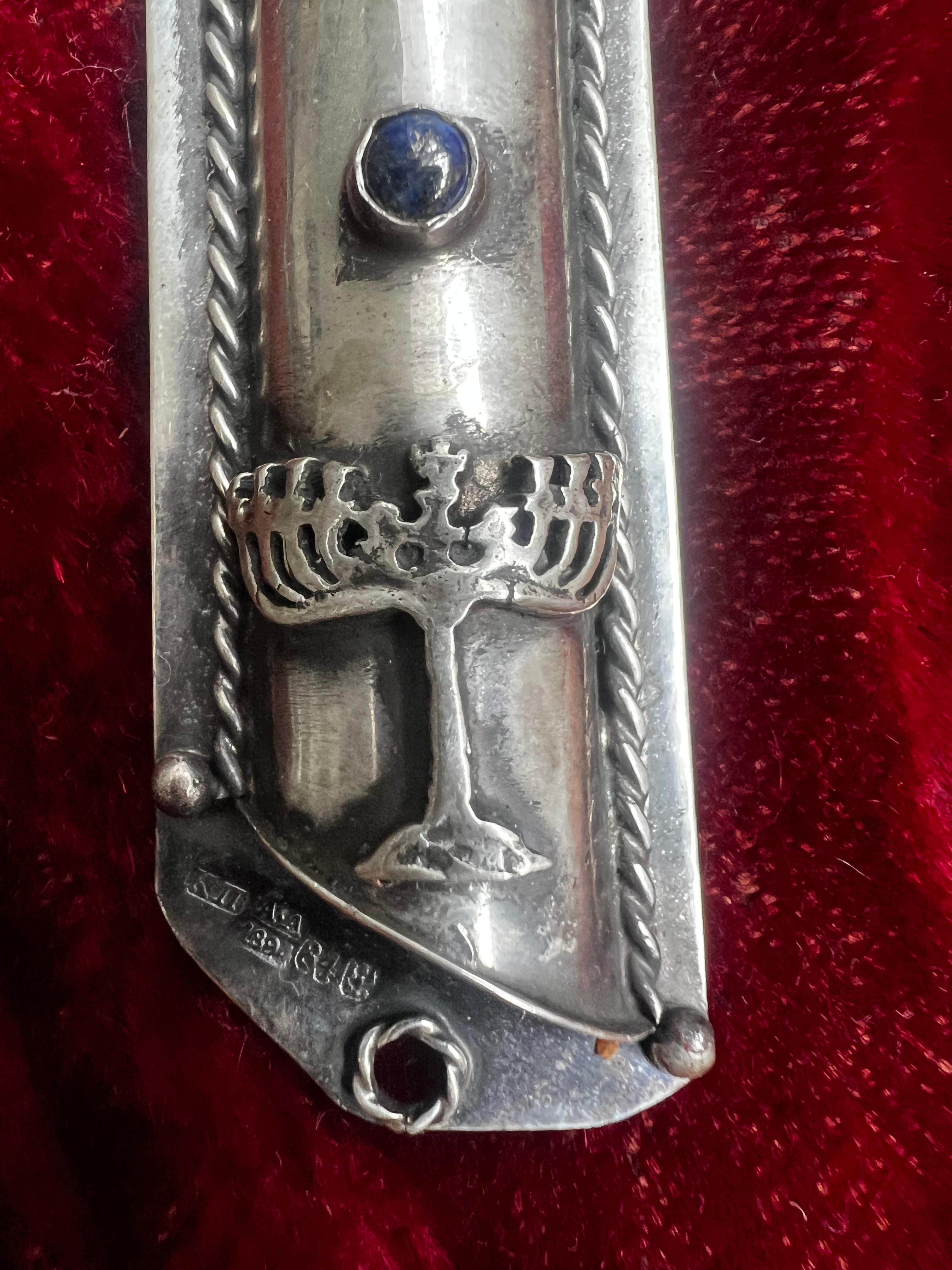 Mezuzah judaica antigua de plata de ley de 1894 Hecho a mano en venta