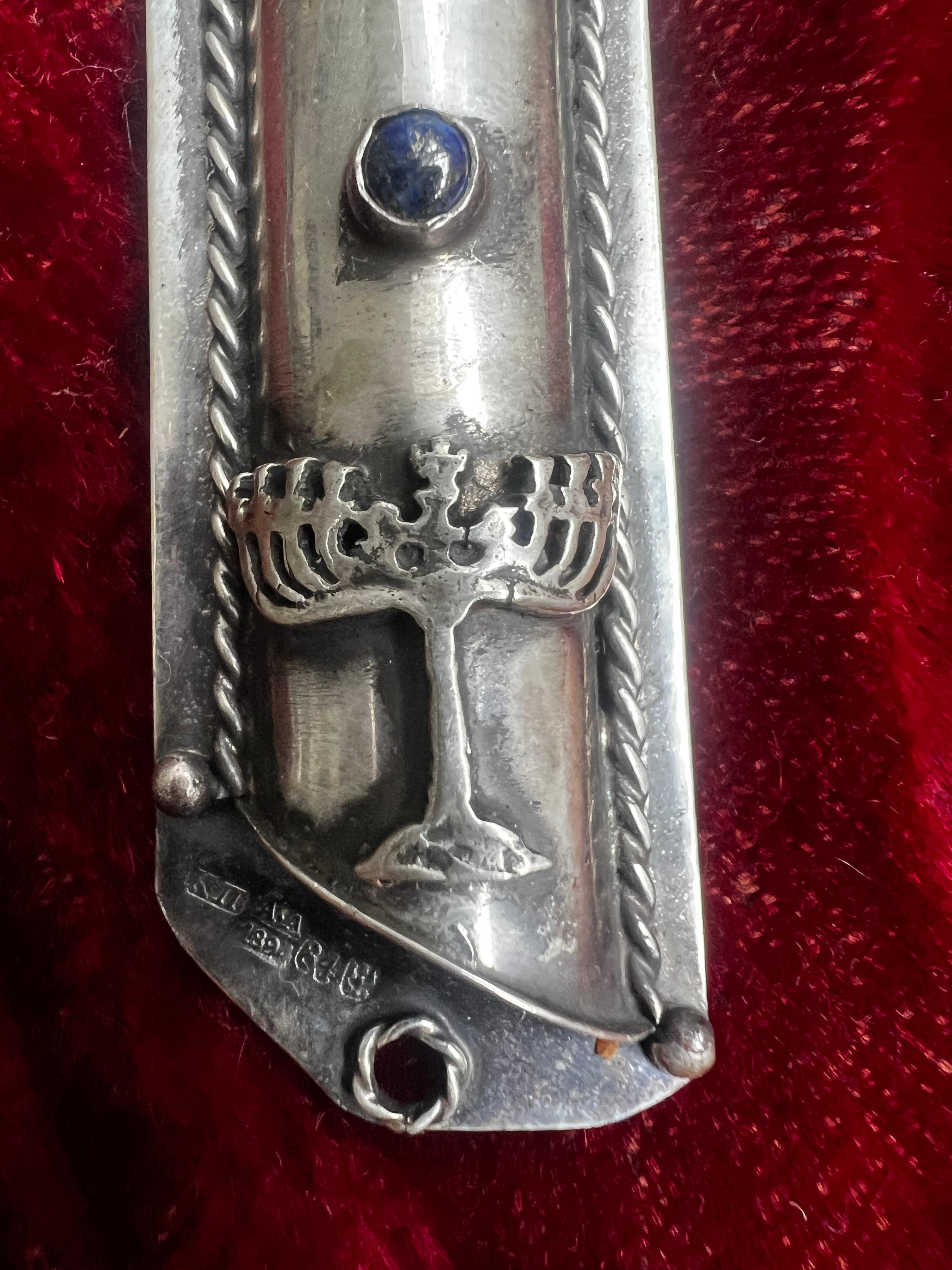 Antike jüdische Mezuzah aus Sterlingsilber, 1894 (Handgefertigt) im Angebot