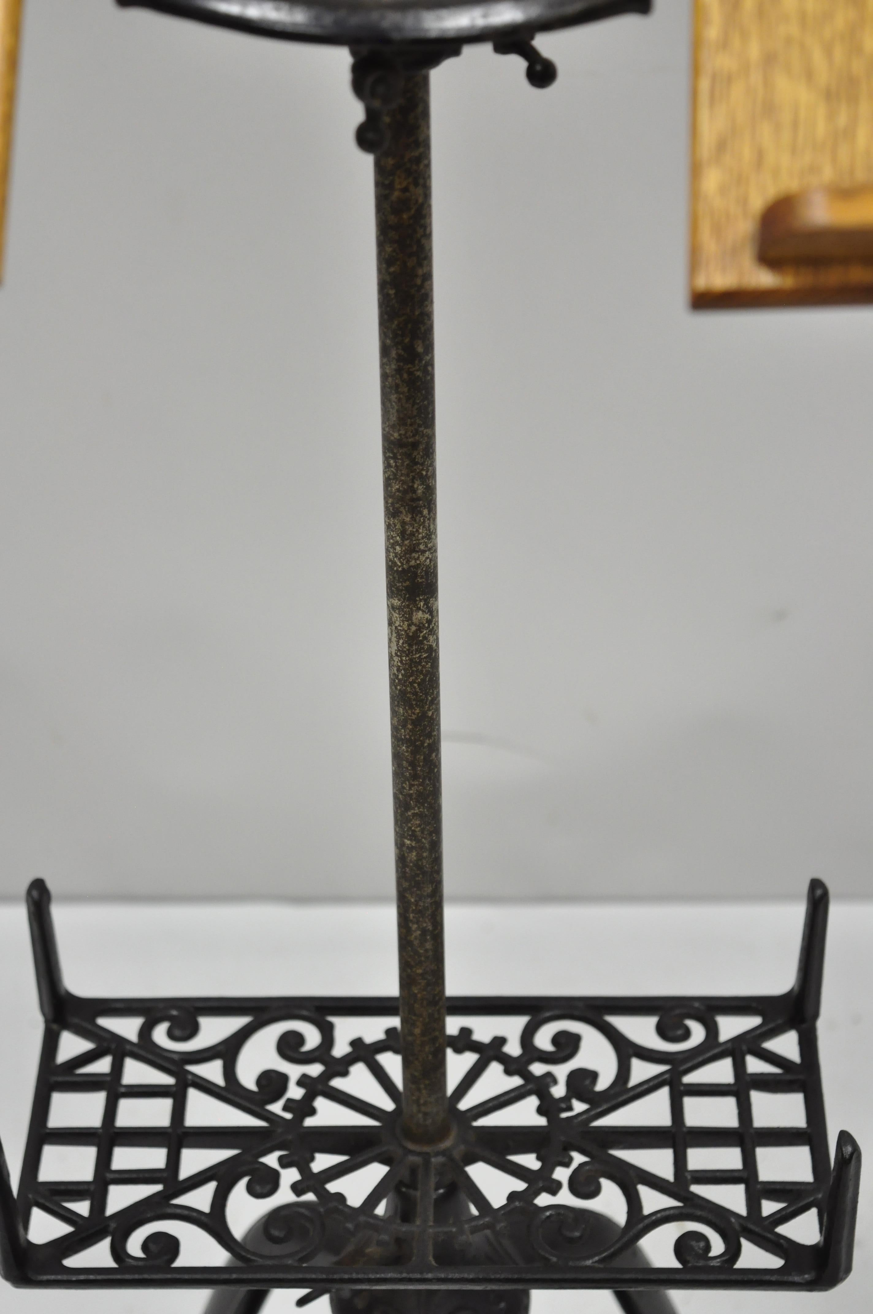 Victorian Antique 1895 Adjustable Cast Iron & Oak Bible Dictionary Book Music Stand Holder