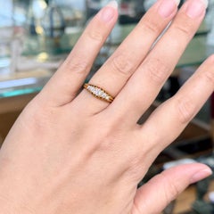 Antique 18k Yellow Gold Five Stone Old Mine Cut Diamond Ring, 1896
