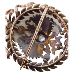 Antique 1896.C Imperial Russian Coat Of Arms Diamond Enamel Gold Brooch