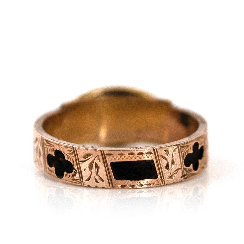 Antike 1897 Emaille Haar 9ct Gold Trauer Ring (Spätviktorianisch) im Angebot