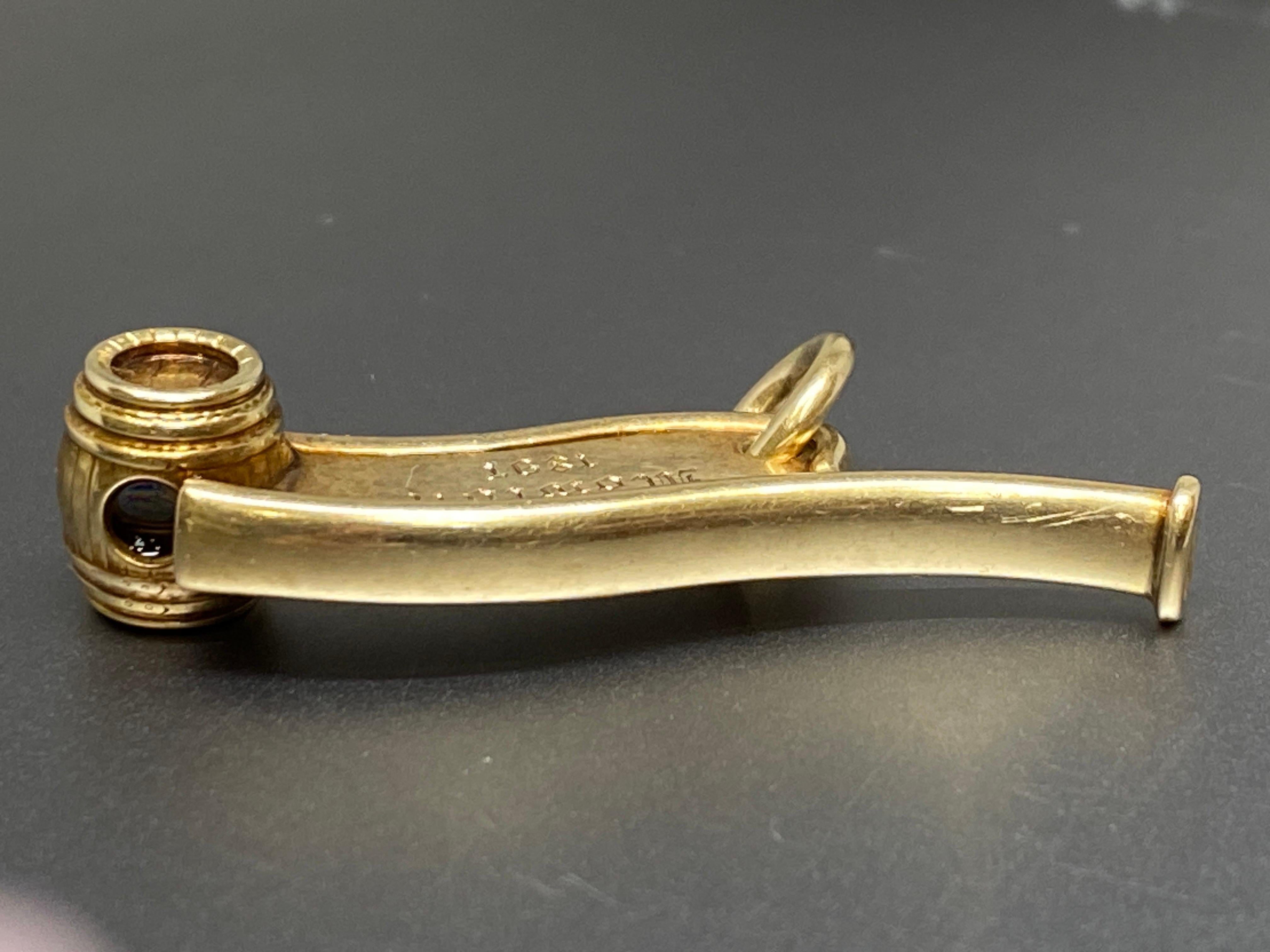 Antique 1897 Rare Tiffany & Co. 14k Yellow Gold Bosun Call, Boatswain Whistle  3