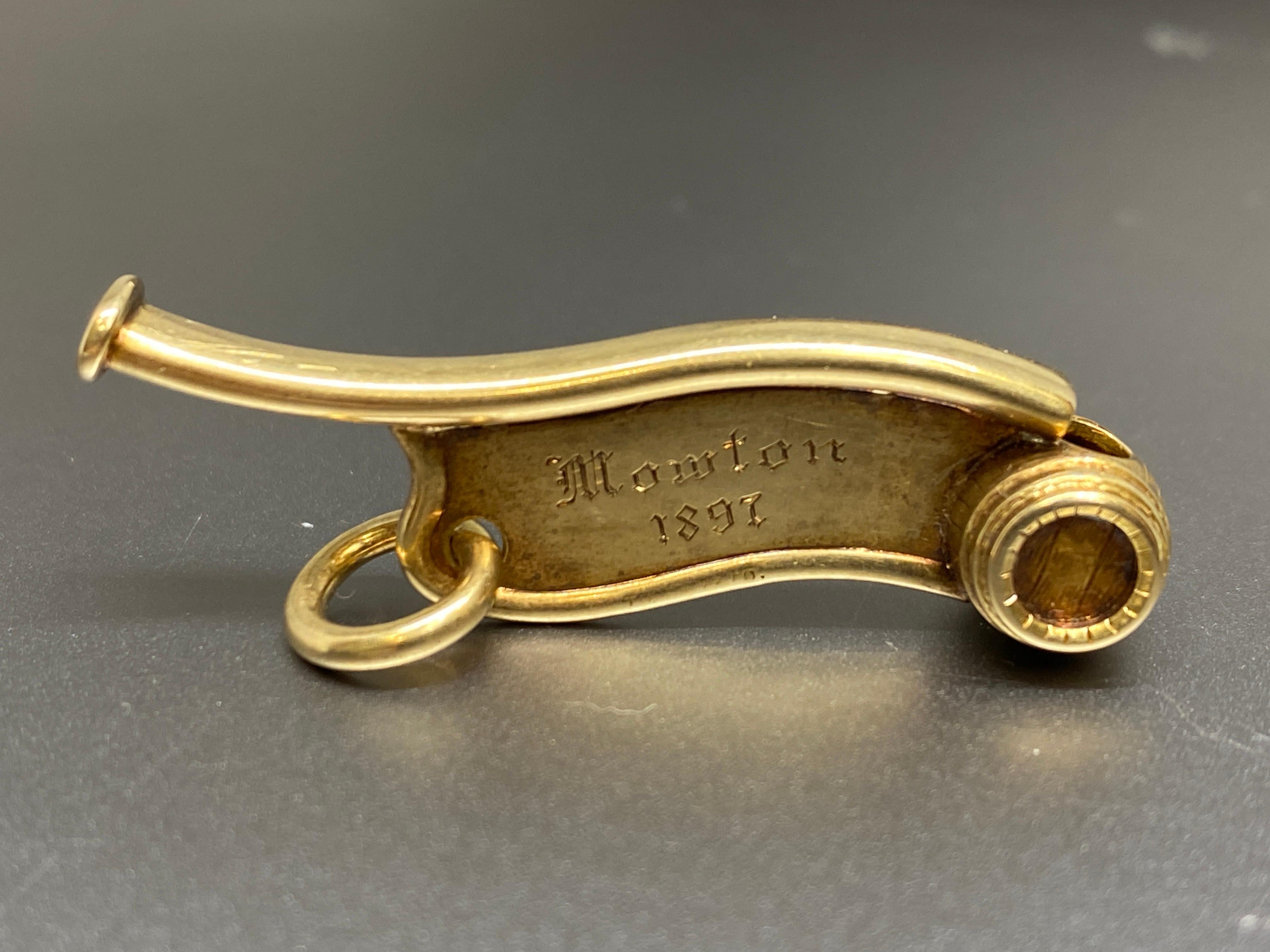 Antique 1897 Rare Tiffany & Co. 14k Yellow Gold Bosun Call, Boatswain Whistle  5