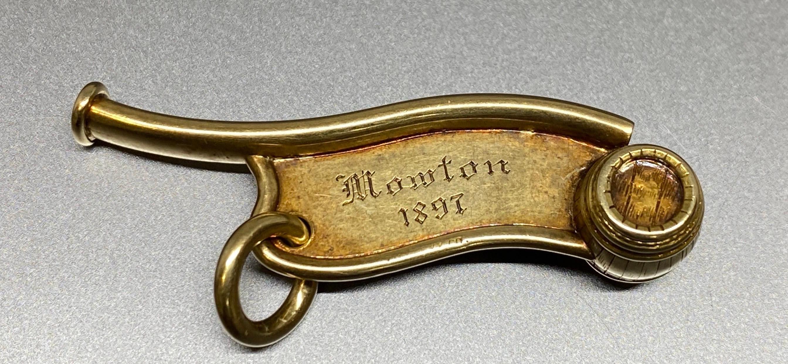 Antique 1897 Rare Tiffany & Co. 14k Yellow Gold Bosun Call, Boatswain Whistle  9