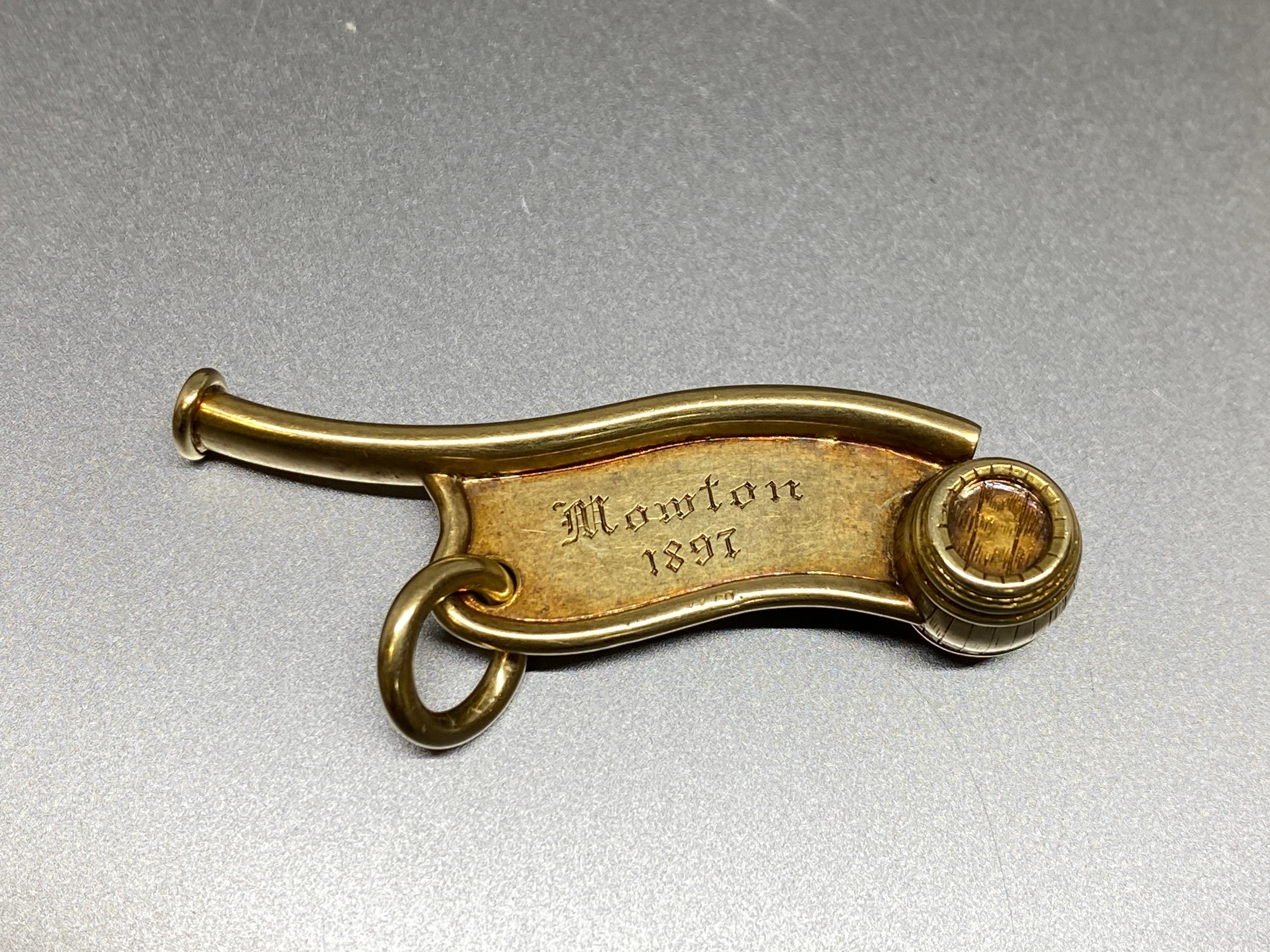 Victorian Antique 1897 Rare Tiffany & Co. 14k Yellow Gold Bosun Call, Boatswain Whistle 
