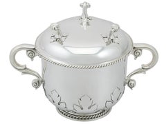Antico porringer d'argento Britannia Standard del 1898