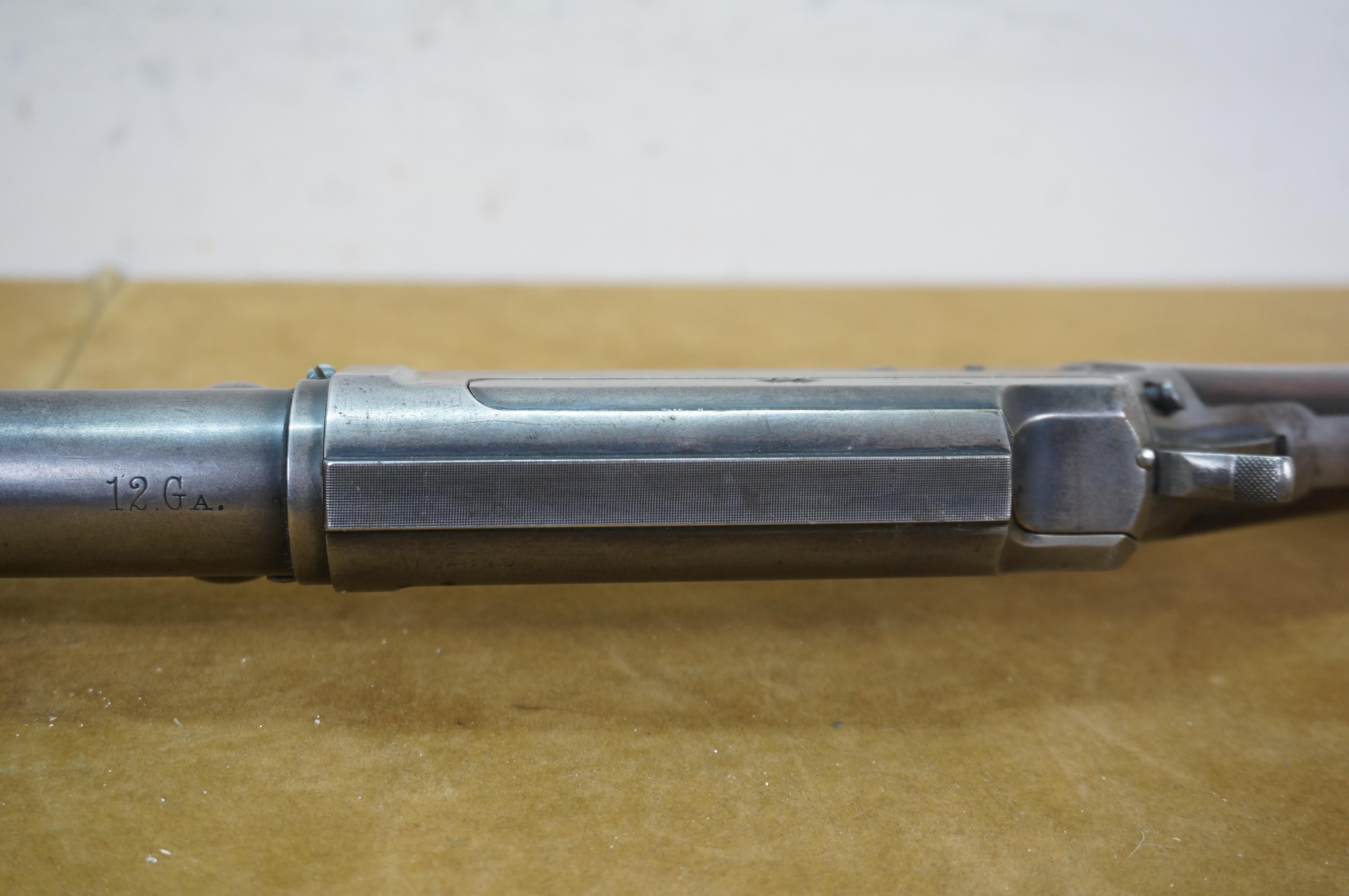 Antique 1898 Marlin Single Barrel Pump Action 12 Gauge Shotgun Gun For Sale 3