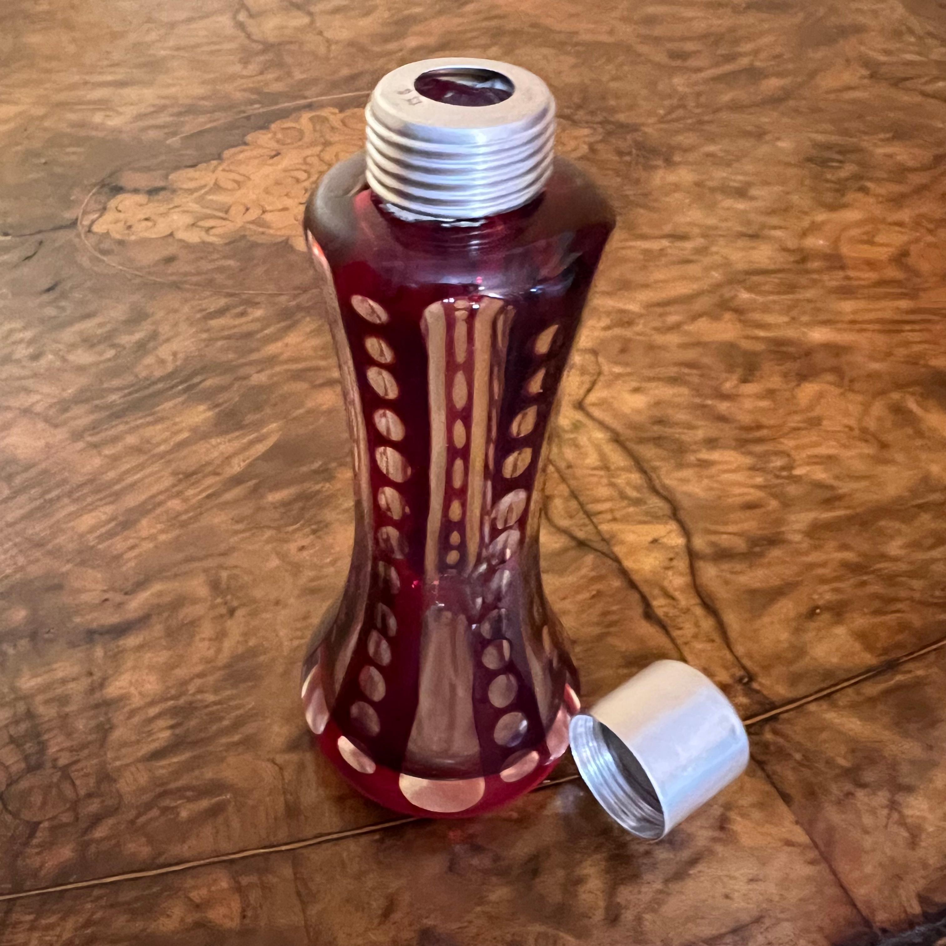 Antique 1898 Sterling Silver Red Glass Perfume Bottle For Sale 1