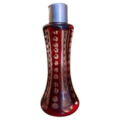 Flacon de parfum ancien en verre rouge en argent sterling de 1898