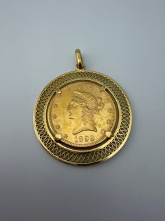 Antique 1899 Gold Lady Liberty 22k Coin/14k Gold Bezel
