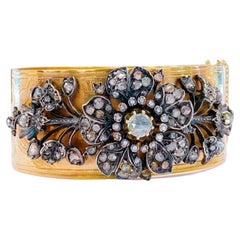 Antike 1899er Französisch Rose Cut Diamond Gold Armband