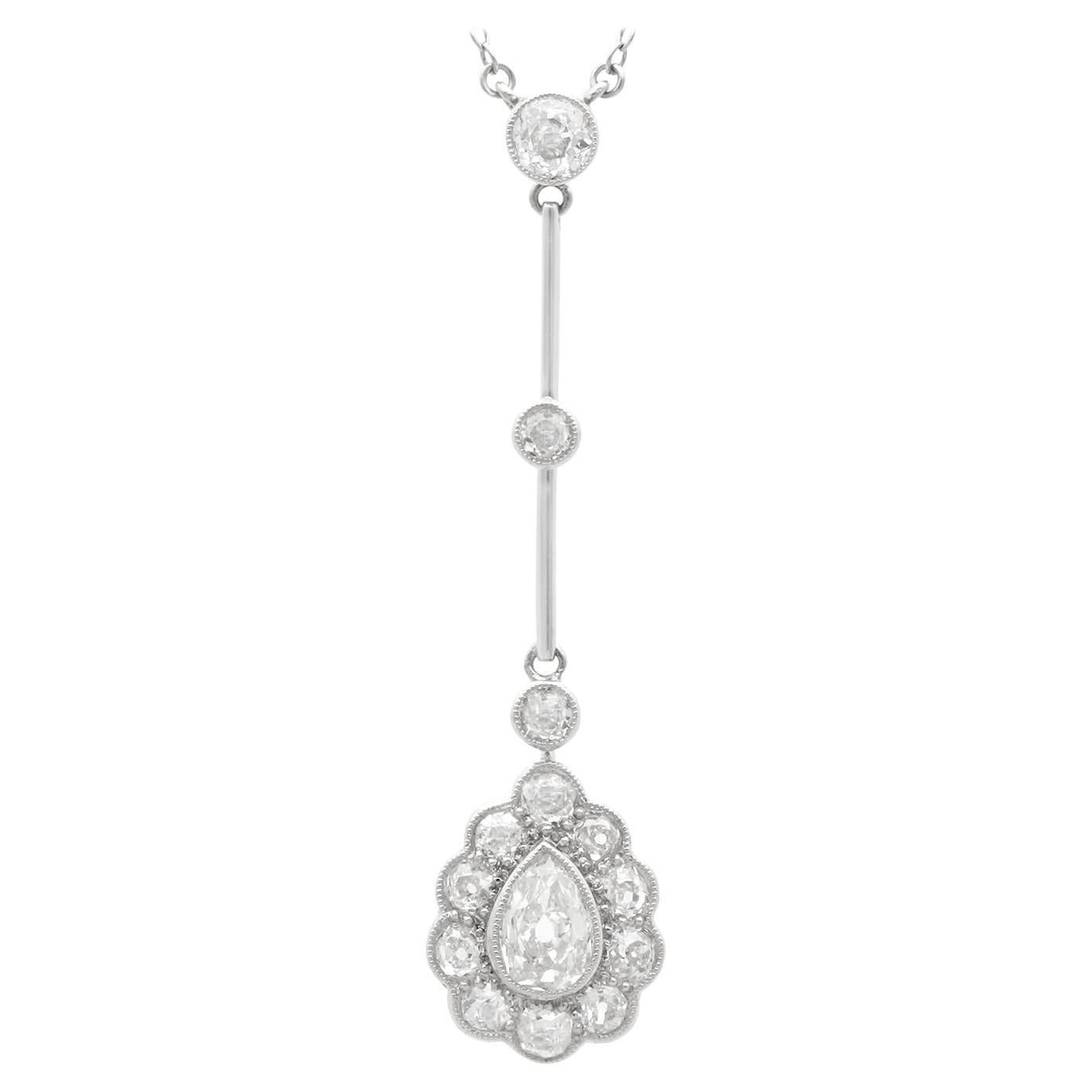Antique 1.89Ct Diamond and Platinum Pendant Circa 1910