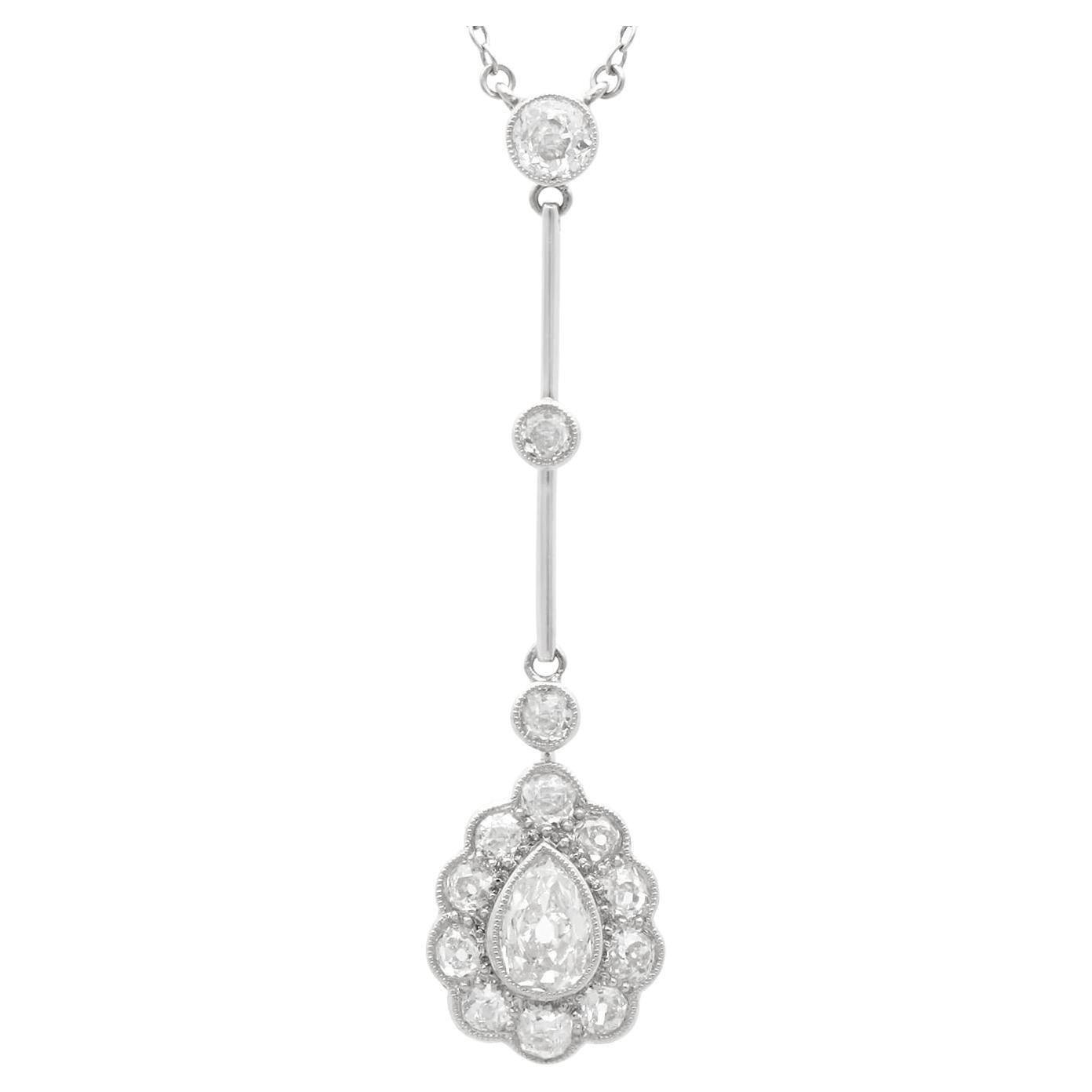 Antique 1.89Ct Diamond and Platinum Pendant Circa 1910