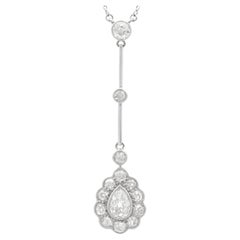 Antique 1.89Ct Diamond and Platinum Pendant Circa 1910