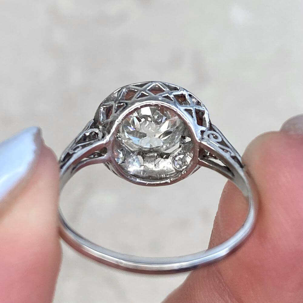Antique 1.89ct Old Euro-Cut Diamond Ring, VS1 Clarity, Diamond Halo, Platinum 6