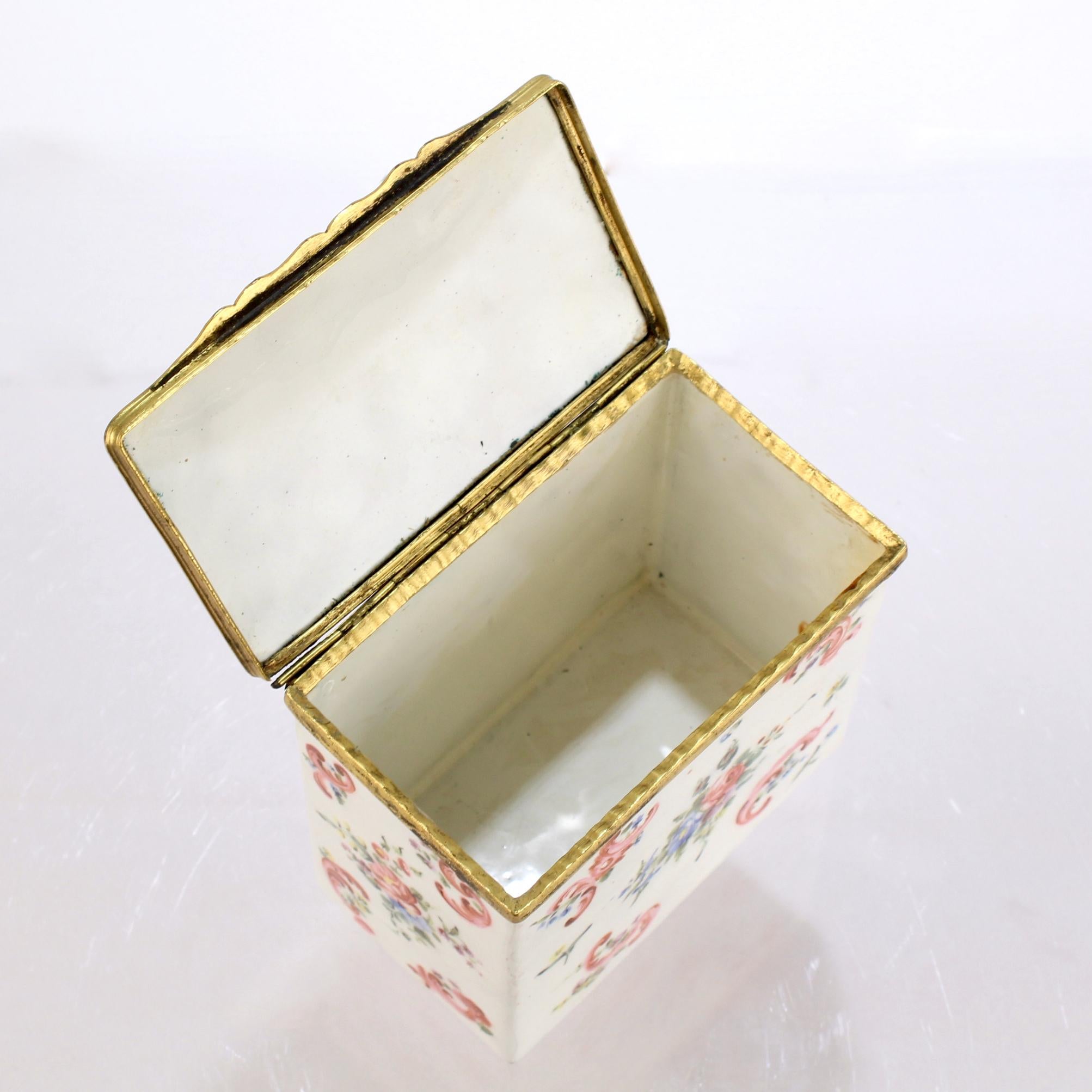 Antique 18c/19c English or French Enamel Bronze Mounted Tea Caddy Box For Sale 5