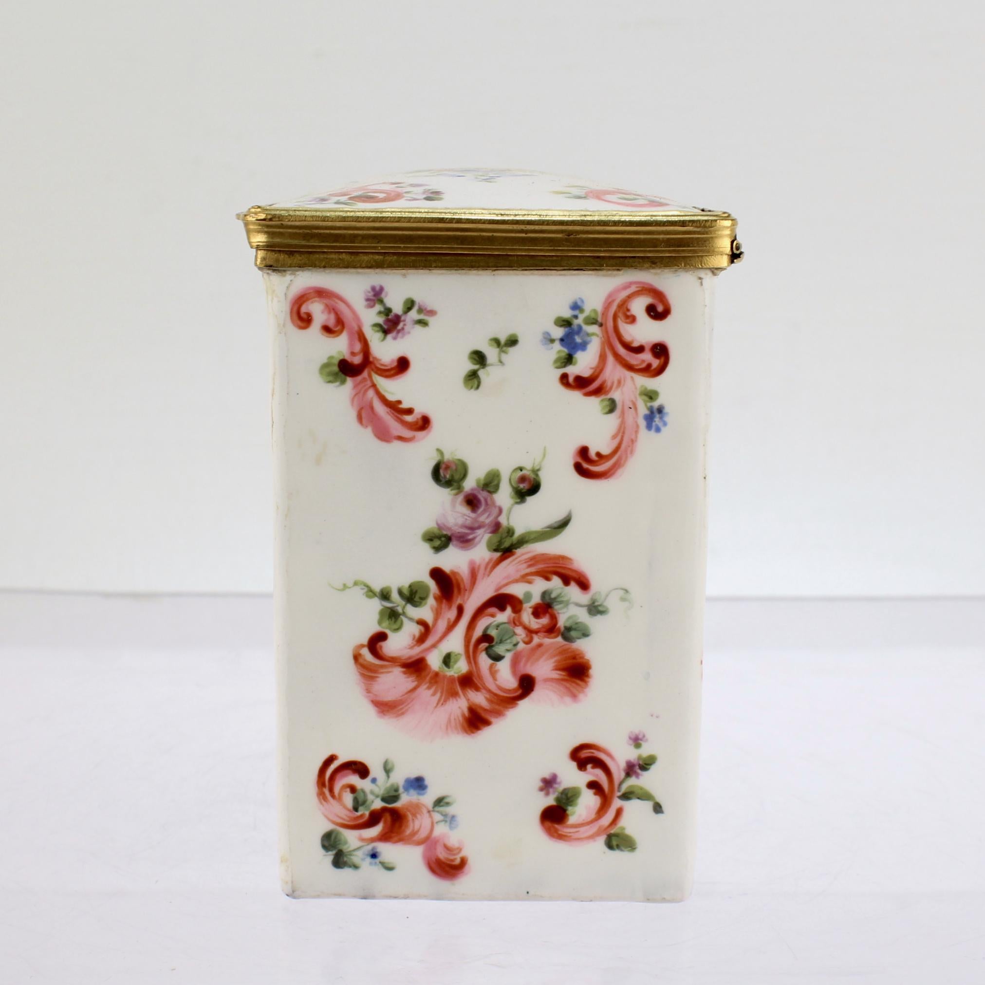 19th Century Antique 18c/19c English or French Enamel Bronze Mounted Tea Caddy Box For Sale