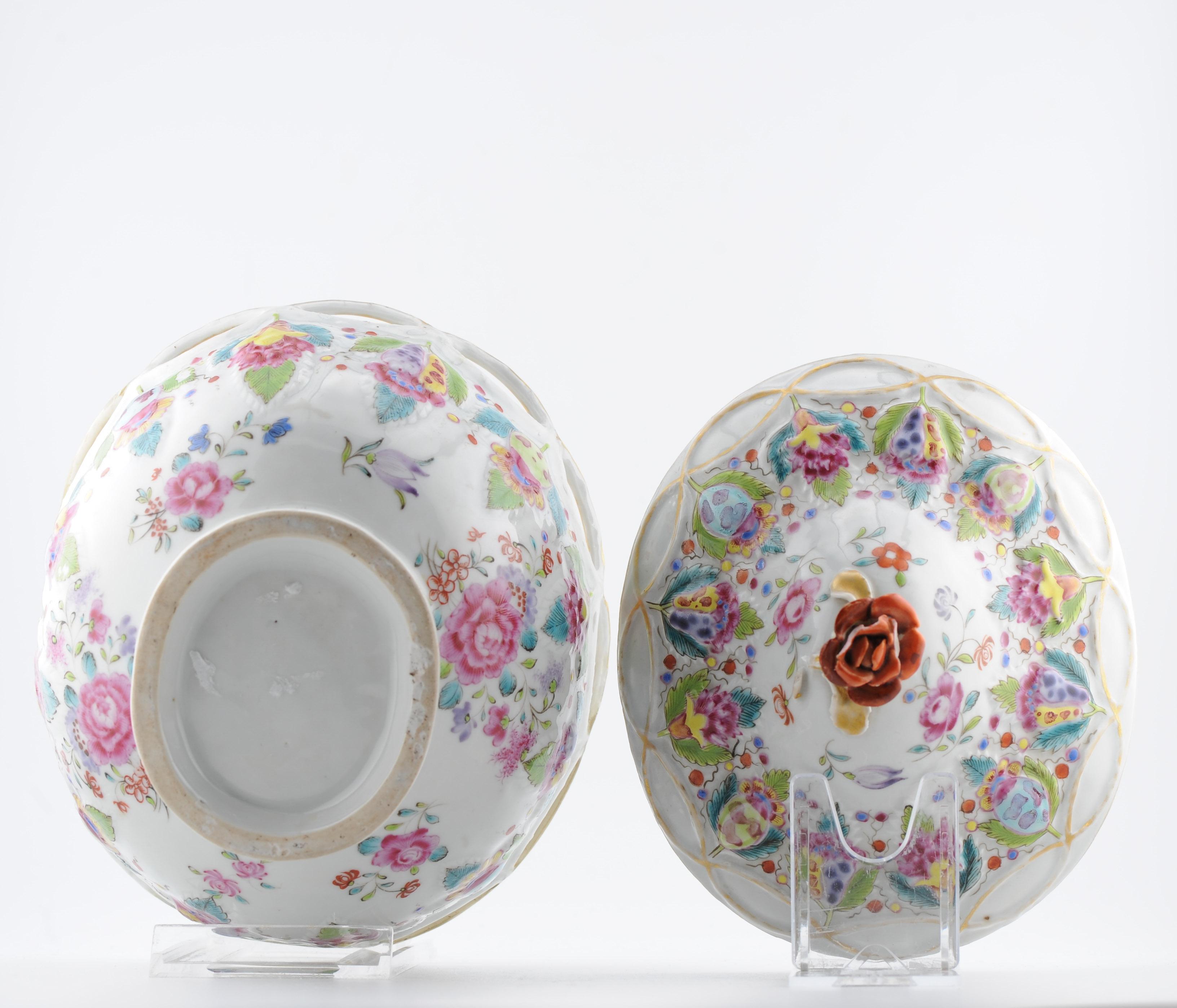 Antike chinesische FAMILLE ROSE 'FRUIT-AND-FESTOON MOLDED' OVAL TUREEN China, 18C im Angebot 8