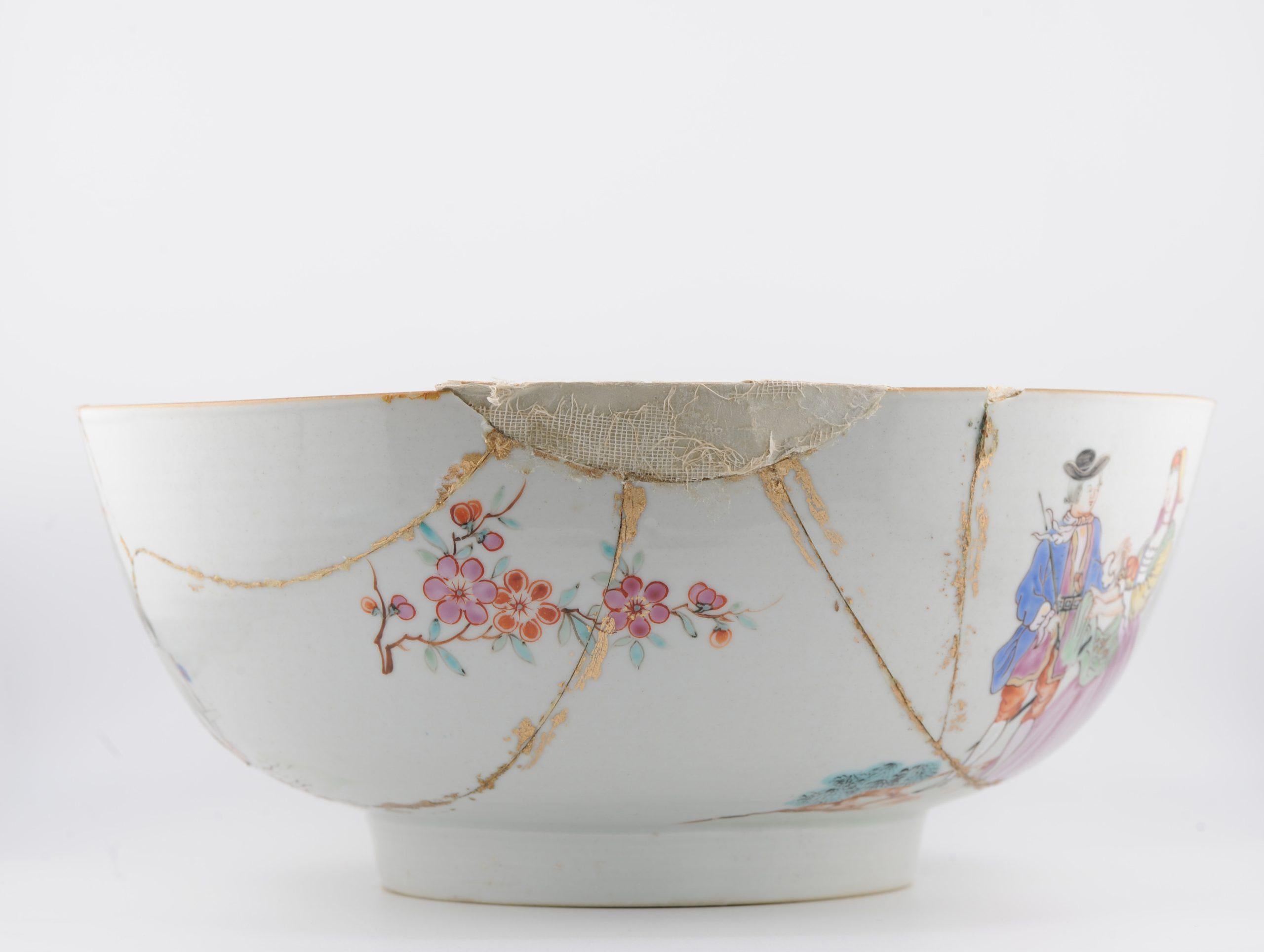 Antike chinesische Porzellanschale aus dem 18. Jahrhundert 1757-1760 A SAILOR'S FAREWELL AND HOMECOMING im Angebot 6