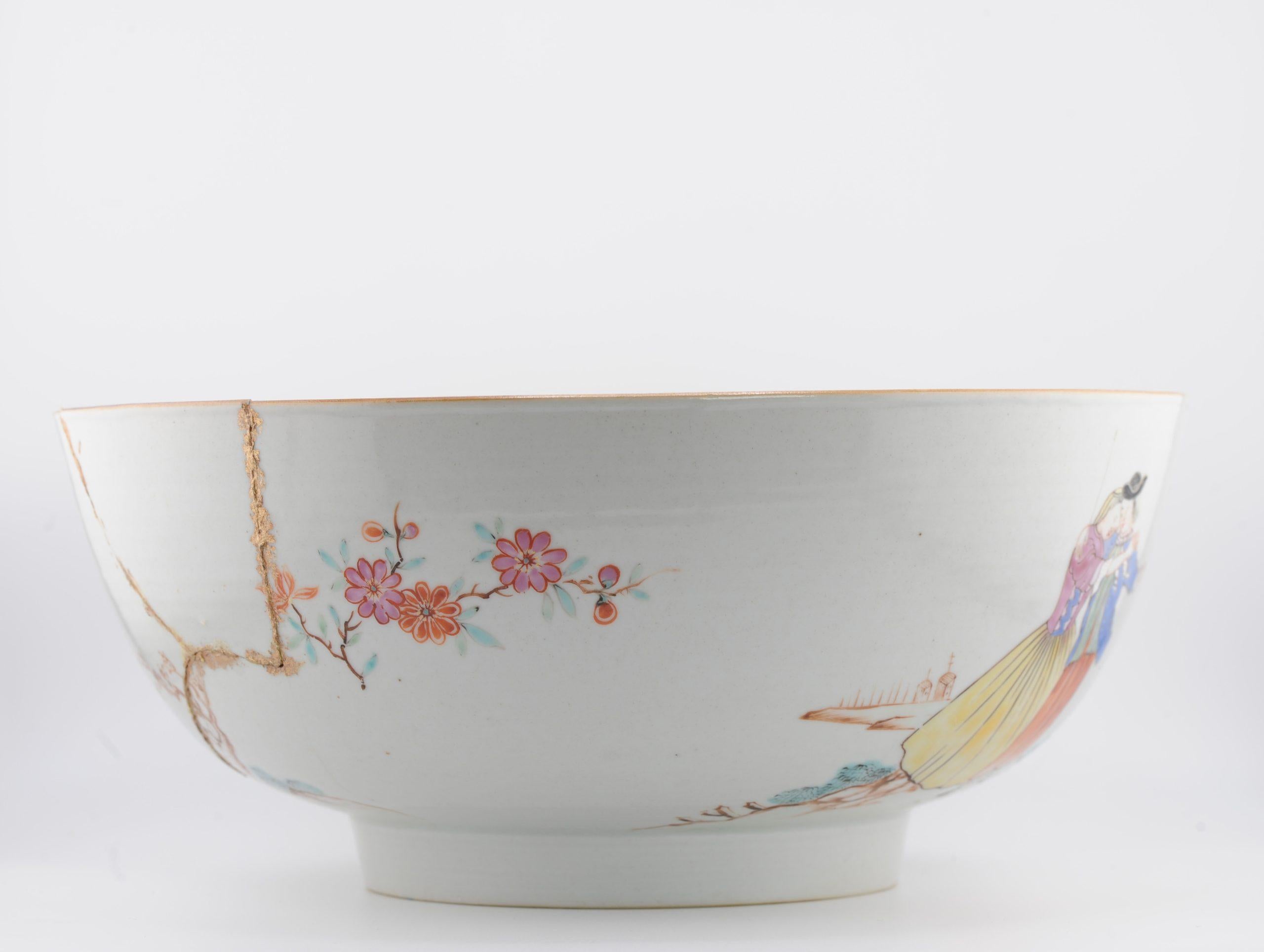 Antike chinesische Porzellanschale aus dem 18. Jahrhundert 1757-1760 A SAILOR'S FAREWELL AND HOMECOMING im Angebot 7