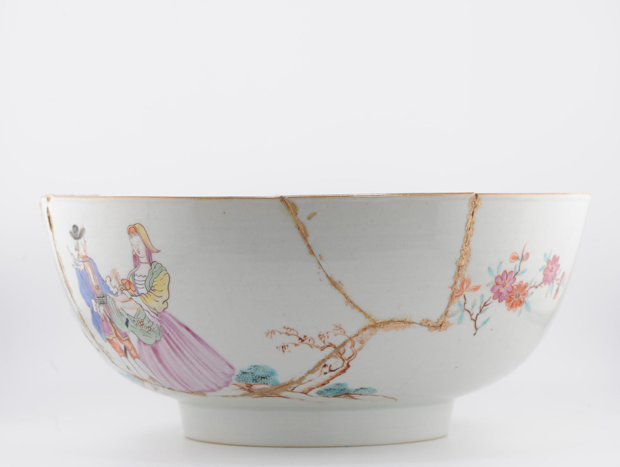 Antike chinesische Porzellanschale aus dem 18. Jahrhundert 1757-1760 A SAILOR'S FAREWELL AND HOMECOMING im Angebot 9