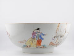 Antique 18C Chinese Porcelain Bowl 1757-1760 A SAILOR'S FAREWELL AND HOMECOMING