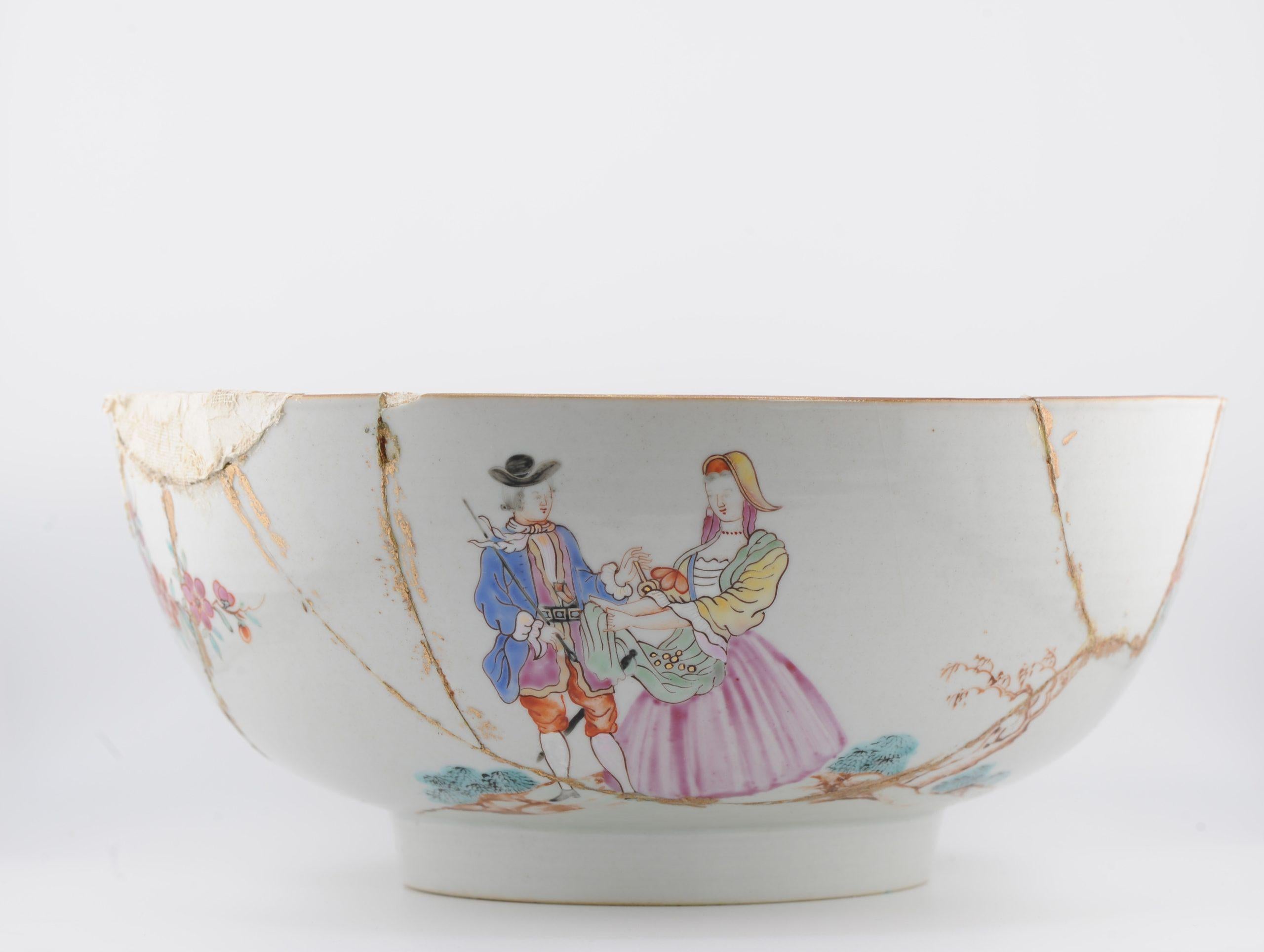 Antike chinesische Porzellanschale aus dem 18. Jahrhundert 1757-1760 A SAILOR'S FAREWELL AND HOMECOMING im Angebot 2