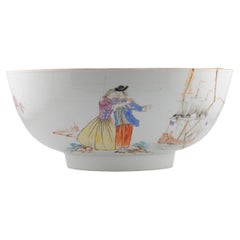 Antiguo cuenco de porcelana china de 18C 1757-1760 DESPEDIDA DE UN MARINERO Y LLEGADA A CASA