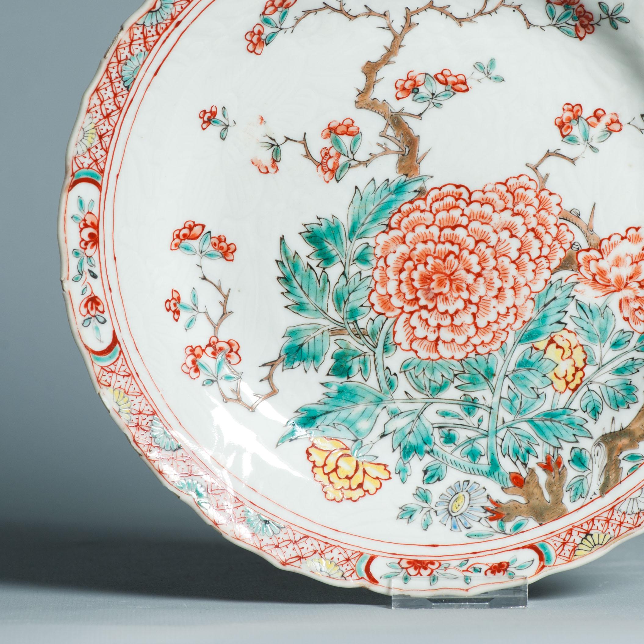 Antico piatto di porcellana cinese del XVIII secolo Amsterdam Bont Anhua Flowers Qing 7