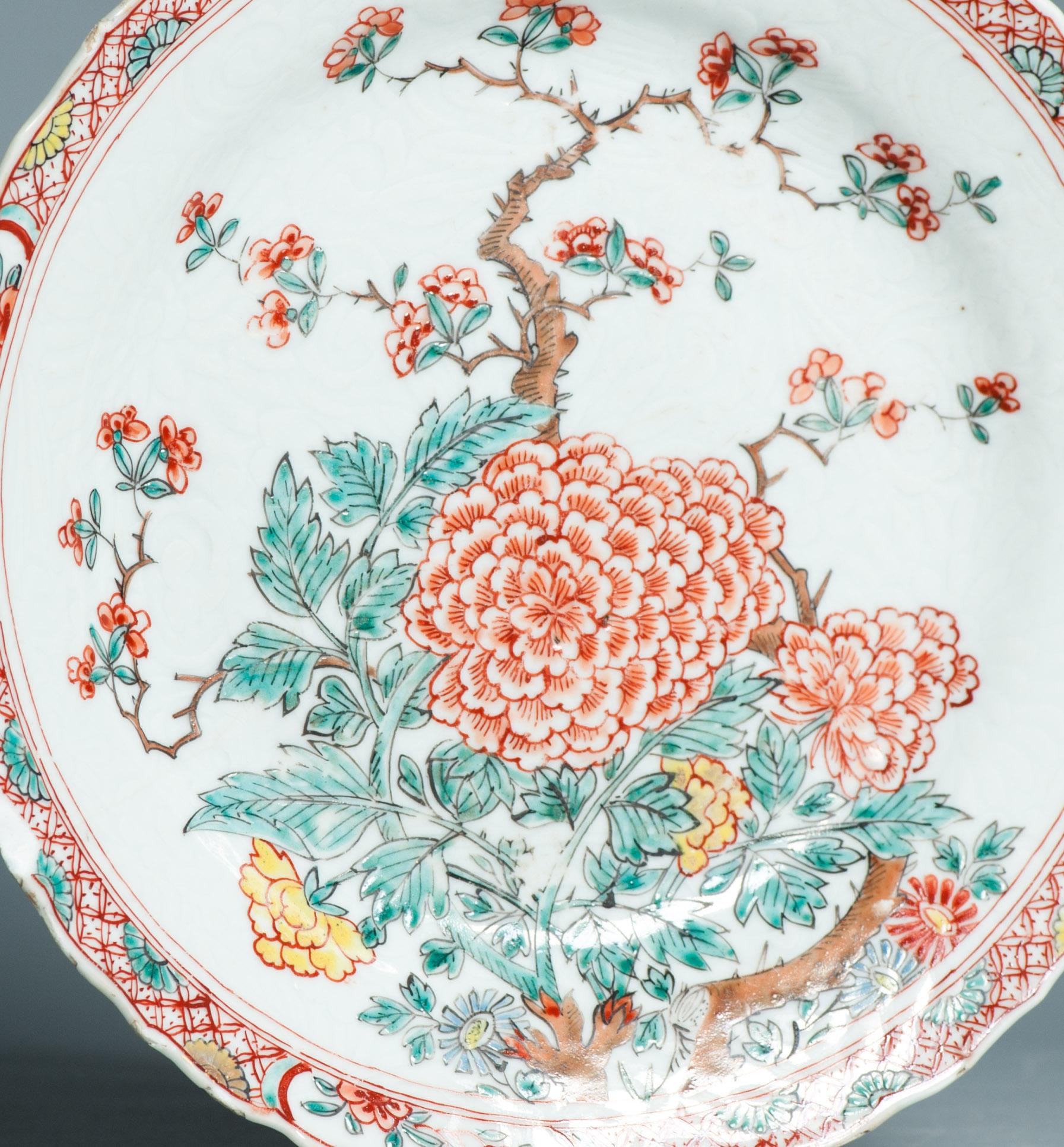 Antico piatto di porcellana cinese del XVIII secolo Amsterdam Bont Anhua Flowers Qing 2