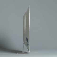 Antique 18C Chinese Porcelain Dish with Flower Scene Cobalt Blue