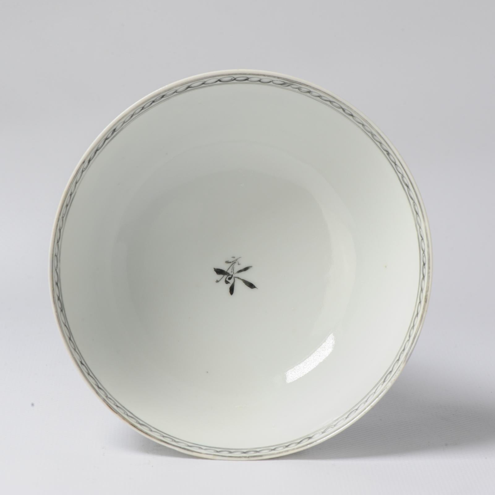 Antique 18C Chinese Porcelain Encre De Chine Qianlong Bowl China Village Figure For Sale 8